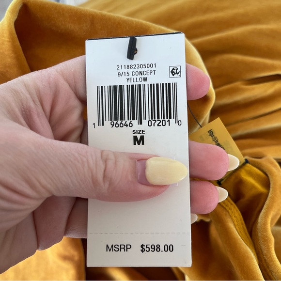 Polo Ralph Lauren gold yellow velvet one shoulder velvet dress midi cocktail NWT - Picture 10 of 11